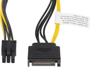 Lanberg SATA 15-pin - PCIe 6-pin, 0.2m, Żółty