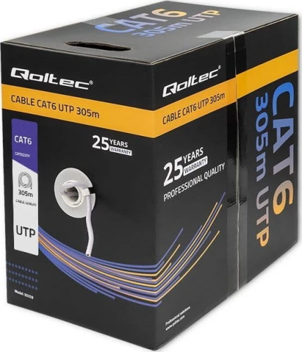 Qoltec skrętka UTP | CAT6 | 305m | PCV szary