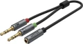 Unitek Jack 3.5mm - Jack 3.5mm x2 0.2m srebrny