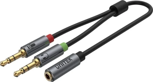 Unitek Jack 3.5mm - Jack 3.5mm x2 0.2m srebrny