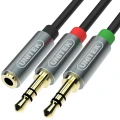 Unitek Jack 3.5mm - Jack 3.5mm x2 0.2m srebrny