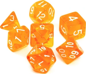 Rebel Komplet kości RPG kryształowe pomarańczowe