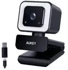 Aukey PC-LM6 Stream Series with Ring Light Full HD Webcam with 1/3"-CMOS Sensor Black