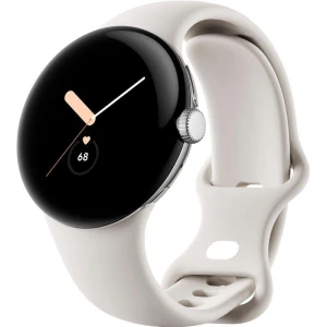 Google Pixel Watch stainless steel 41mm chalk active band Polished Silver