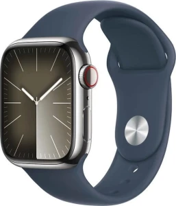 Apple Watch 9 GPS + Cellular 41mm Silver Stainless Steel Sport S/M Niebieski