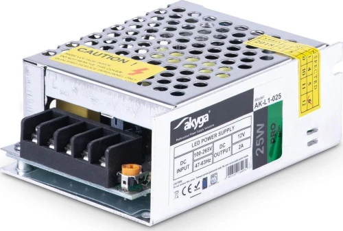 Akyga zasilacz impulsowy LED AK-L1-025 12V / 2A / 25W / 100-265V / IP20