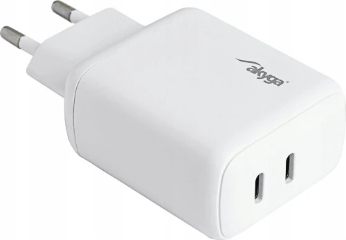 Akyga  AK-CH-19 40W 2x USB-C 20W PD Quick Charge 3.0 5-12V / 1.67-3A biała