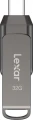 Pendrive Lexar | 2-in-1 Flash Drive | JumpDrive Dual Drive D400 | 32 GB | USB 3.1 | Grey