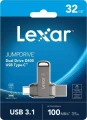 Pendrive Lexar | 2-in-1 Flash Drive | JumpDrive Dual Drive D400 | 32 GB | USB 3.1 | Grey