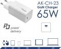 Akyga Ładowarka USB AK-CH-23 USB-C PD 5-20V / max. 3.25A 65W Quick Charge 3.0 GaN