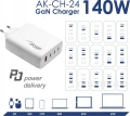 Akyga Ładowarka USB AK-CH-24 USB-A + 3x USB-C PD 5-28V / max. 5A 140W Quick Charge 3.0 GaN