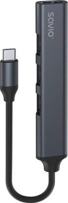 Savio SAVAK-71 USB-C - 3 X USB-A 2.0 1 X USB-A 3.0 SZARY AK-71