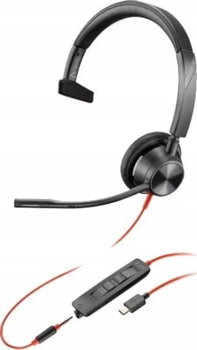HP Poly Blackwire 3315 Monaural USB-C Headset +3.5mm Plug +USB-C/A Adapter