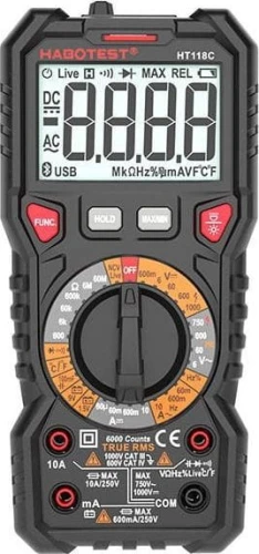 Habotest HT118C, True RMS, NCV, testowanie akumulatorów