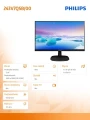 Philips Monitor 23.8 243V7QSB IPS DVI Czarny