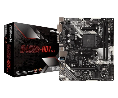 Płyta główna B450M-HDV R4.0 AM4 2DDR4 VGA/DVI/HDMI/M.2 uATX_0