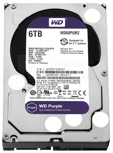 Dysk HDD Western Digital Purple 6TB 3,5'' 64MB SATAIII WD60PURZ