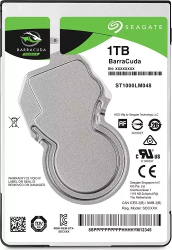 SEAGATE Barracuda 1TB HDD SATA 6Gb/s 5400rpm 2.5inch 7mm height 128Mb cache BLK single pack